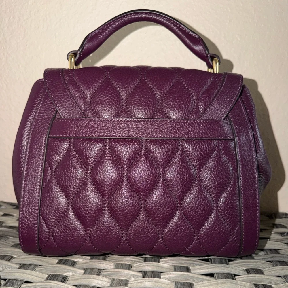 Vera Bradley Stella Quilted Leather Top Handle Satchel Crossbody Bag in Plum - Picture 5 of 12